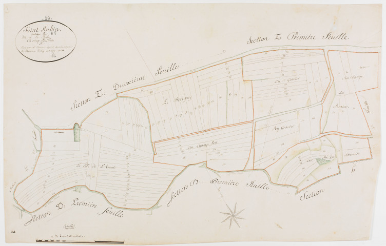 Saint-Aubin, section E, la Folie, feuille 5 [1825] géomètre : Chaunet