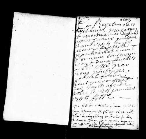 Baptêmes, mariages, sépultures 1745-1747, 1749-1756.