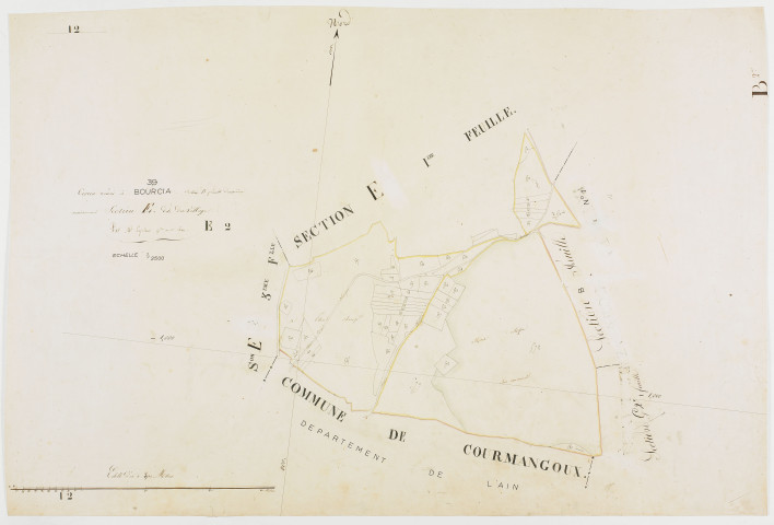 Bourcia, section E, le Village, feuille 2 [1820-1822] géomètre : Laplace