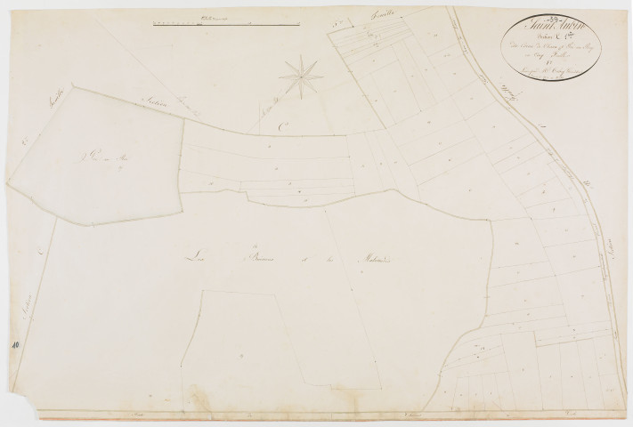 Saint-Aubin, section C, Corvée de Chaux et Pré au Roy, feuille 1.[1825] géomètre : Tabey