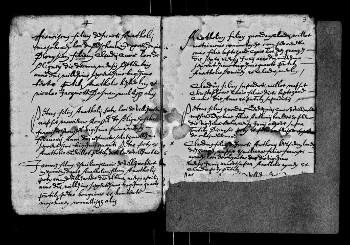 Mariages 1628-juillet 1644, baptêmes, mariages, sépultures décembre 1709-juillet 1712.