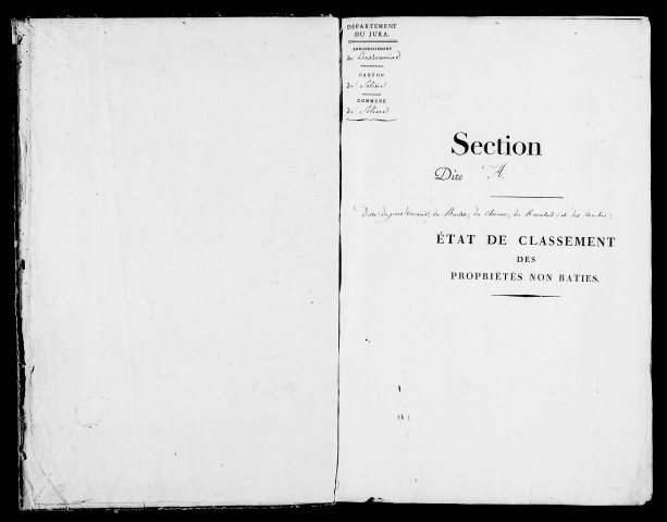 Etat de sections, état de classement, s.d. [début XIXe].