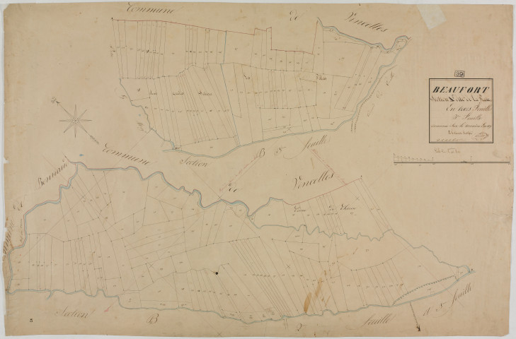 Beaufort, section A, la Prairie, feuille 3.géomètre : Cordier