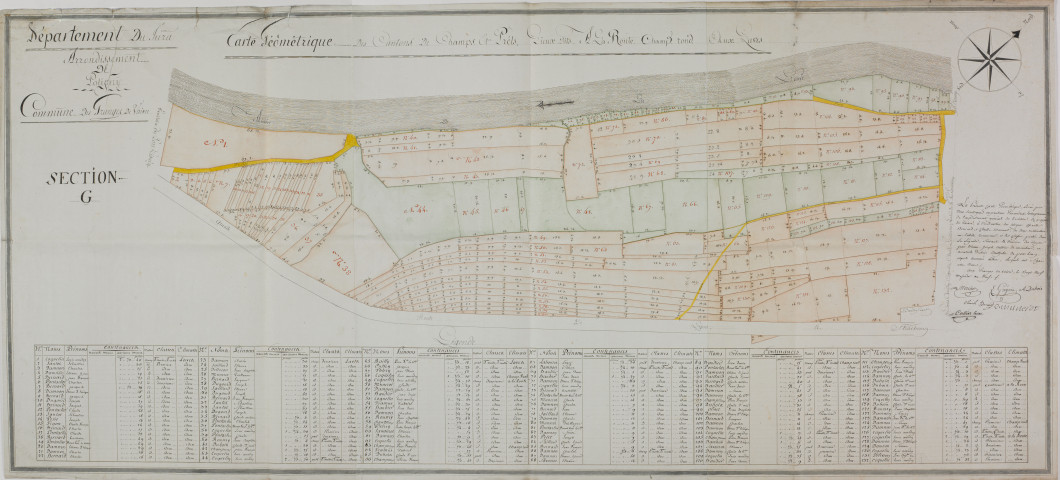 Granges-de-Vaivre. Plan du livre foncier dressé par Mercier et Grégoire, arpenteurs. Plan de la section G.