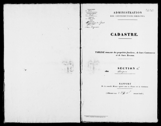 Etat de sections. Commune fusionnée à celle des Essards-Taignevaux en 1852.