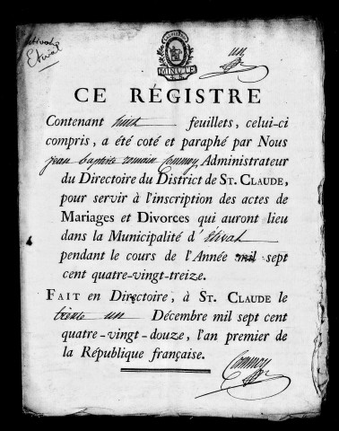 Mariages 1793-an II.