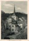 Suisse. 1. L'église de RomainMôtier, vue du Nord-Est. S.A. Genève (Suisse), imprimerie Rotogravure.