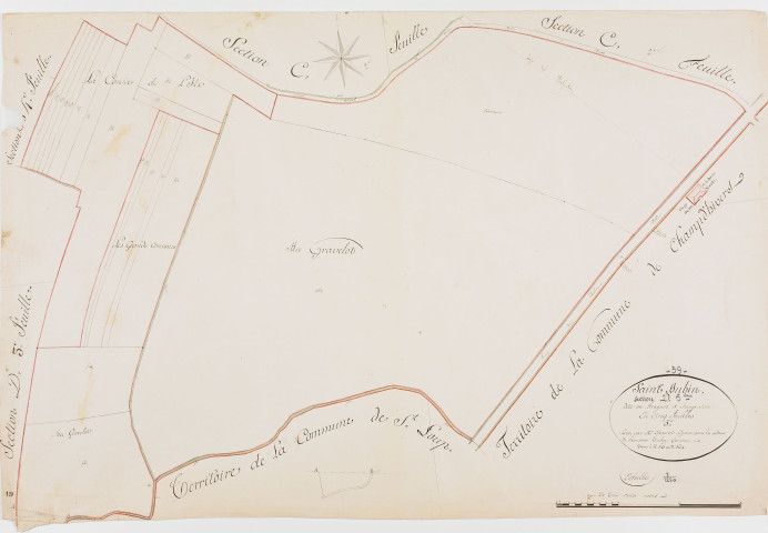 Saint-Aubin, section D, Fragnot et Seinge-Sein, feuille 5. [1825] géomètre : Chaunet