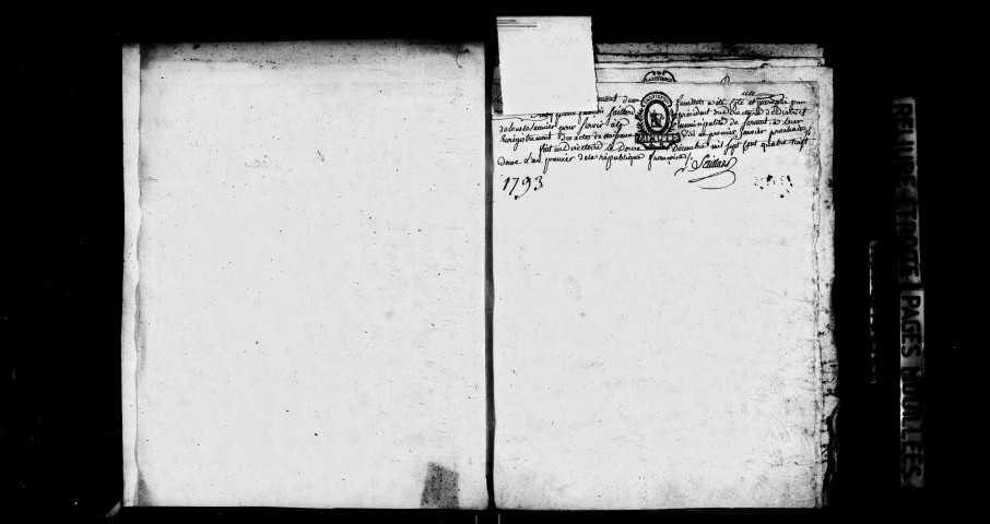 Naissances, décès 1793-1822 ; mariages 1793-an V, an IX-1822 ; publications de mariage an XI-1822.