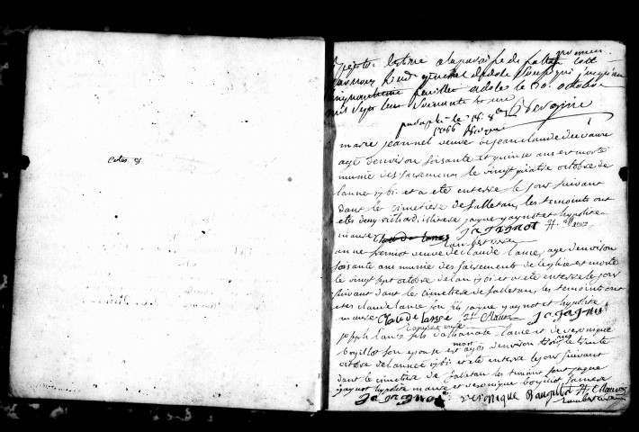 Baptêmes, mariages, sépultures 25 octobre 1761-26 juillet 1782.