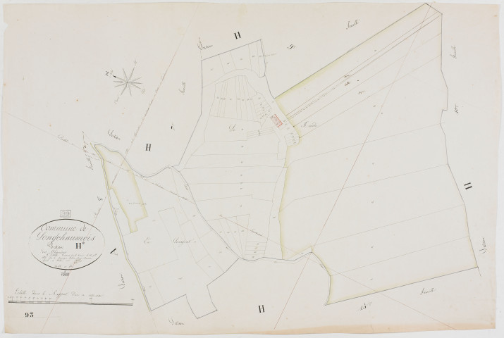 Longchaumois, section H, Charrières, feuille 8.géomètre : Félix cadet