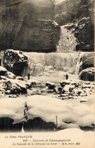 La Billaude (Jura). 2031. Le Jura français. Les environs de Champagnole, la cascade de la Billaude en hiver. Chalon, B.F.