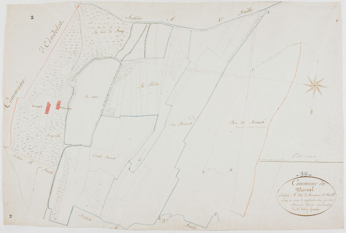 Morval, section A, Avenans, feuille 2.géomètre : Romand