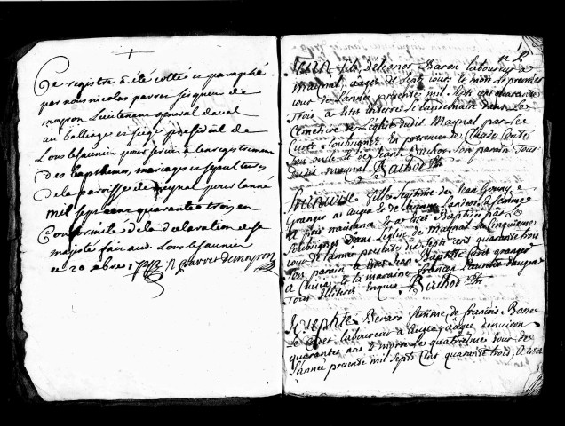 Série communale : baptêmes, mariages, sépultures, 1743-1750, 1752-1758.