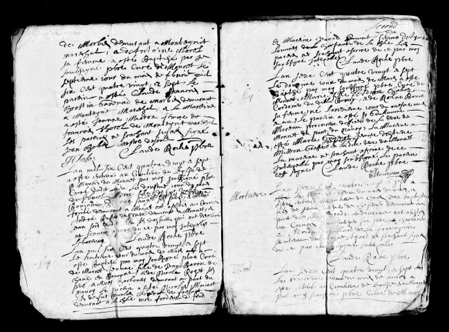 Baptêmes, mariages, sépultures 1687, 1737-28 janvier 1756.