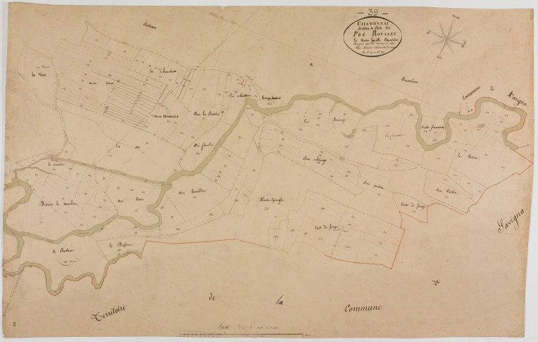 Chatonnay, section A, le Pré Roussey, feuille 2.géomètre : Grenier