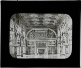 Reproduction d'une vue de la salle Henri II du château de Fontainebleau.