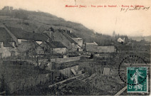 Montmorot (Jura). Vue prise de Saubief, les ruines du Château.