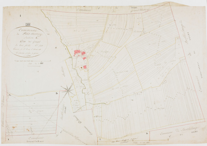 Petit-Mercey (Le), section A, les Granges, feuille 1.géomètre : Rosset