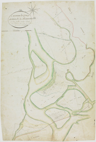 Gevry, section B, les Manottes, feuille 2.géomètre : Girardet
