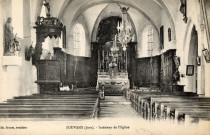 Souvans (Jura). Intérieur de l'église. Brenet, buraliste.
