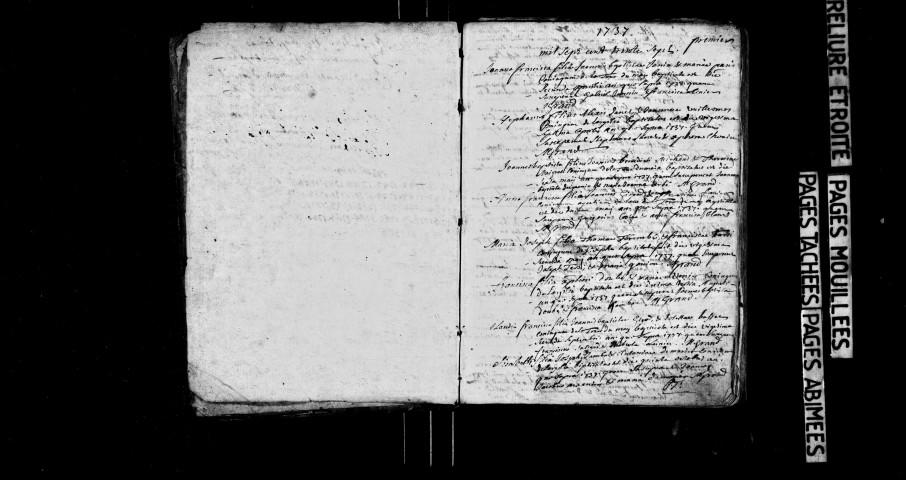 Mariages, sépultures avril 1737-1752 ; baptêmes, mariages, sépultures avril 1737-1769.
