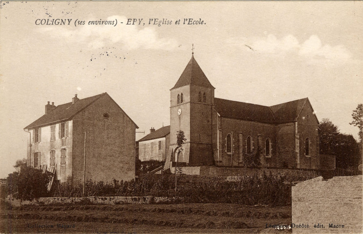 Épy (Jura). L'église et l'école. Chalon, Bourgeois Frères.