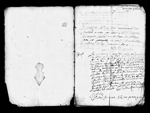 Baptêmes, mariages, sépultures 1687, 1737-28 janvier 1756.