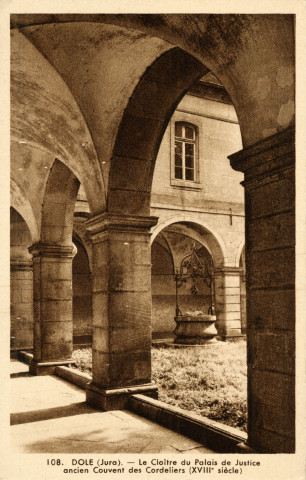 Dole (Jura). 108. L'ancien couvent des Cordeliers (XVIIIè siècle), le cloître du palais de justice. E. Protet, Dole (Jura).