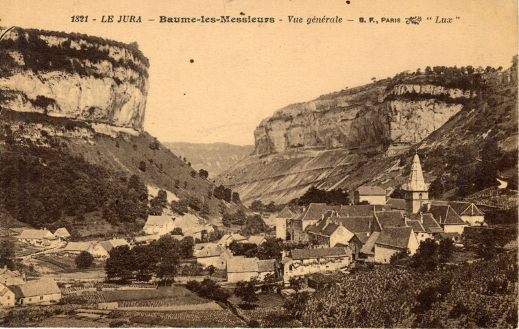 Baume-les-Messieurs (Jura). 1821. Vue générale.