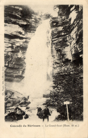 Le Hérisson (Jura). La cascade du Hérisson, le grand saut (haut.40m). Morez, Ch. Paget libraire.