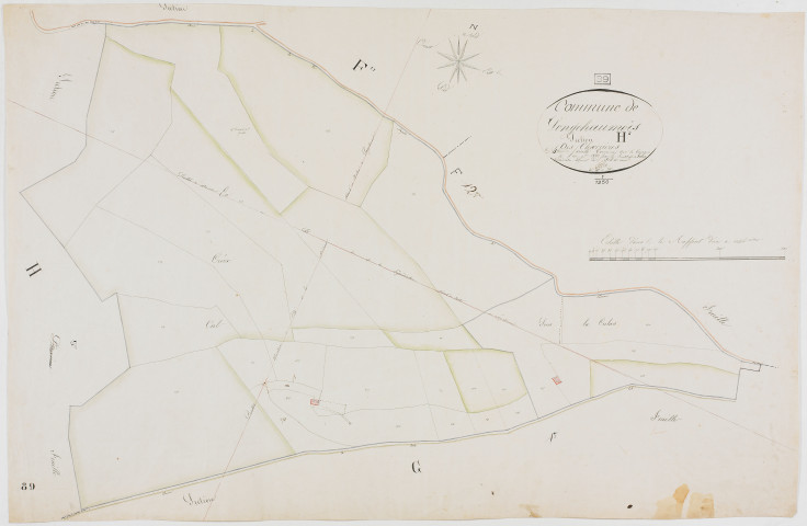 Longchaumois, section H, Charrières, feuille 4.géomètre : Félix cadet