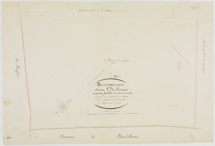 Bellefontaine, section C, le Rizoux, feuille 3.géomètre : Prost