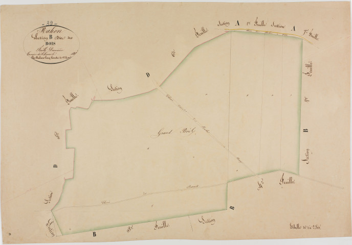 Rahon, section B, les Bois, feuille 2.géomètre : Duchesne Henry