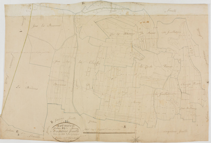 Rothonay, section B, le Marais, feuille 3.géomètre : Jannin