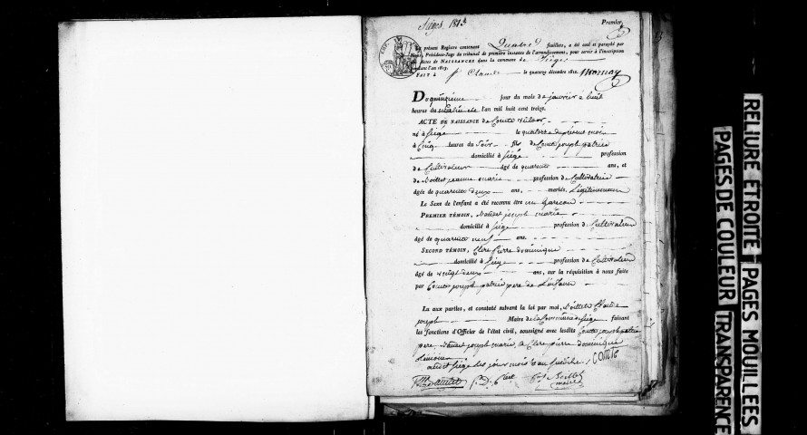 Publications de mariage 1813-1816, 1822-1832 ; naissances, mariages, décès 1813-1832.