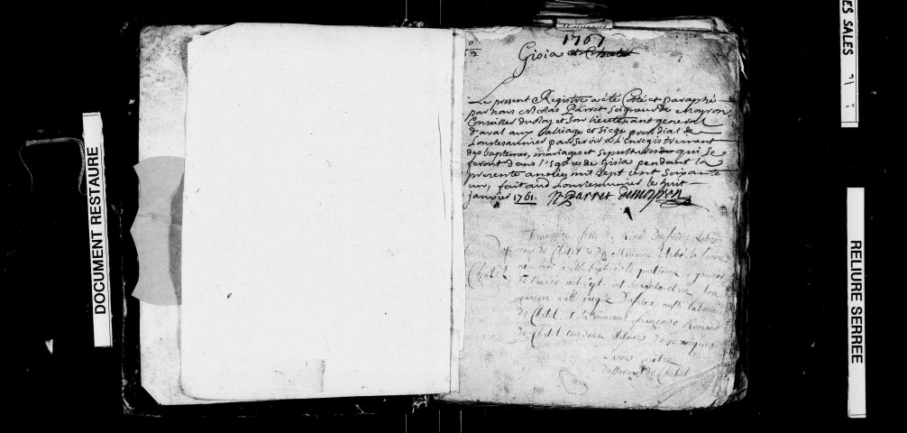 Baptêmes, mariages et sépultures, 4 janvier 1761-25 décembre 1778.