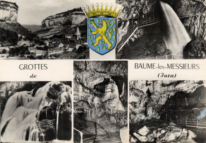 Baume-les-Messieurs (Jura). Grottes de Baume-les-Messieurs. Une vue du village. Mâcon (71), "Cim" Combier, imp.