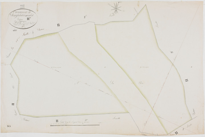 Longchaumois, section H, Charrières, feuille 10.géomètre : Félix cadet
