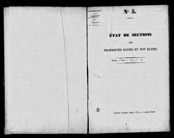 Etat de sections, s.d. [début XIXe].