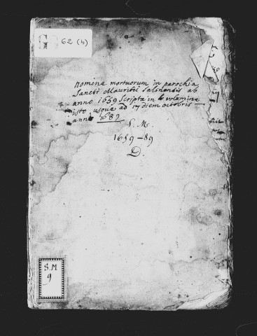 Série communale : sépultures, 20 janvier 1659 - 17 octobre 1689.