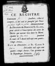 Naissances, décès 1793,an X, publications de Mariage, mariages 1793, an IX. Un cahier de divorces pour l'année 1793 et pour l'an IX.