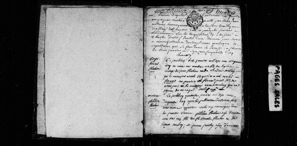 Série communale : baptêmes, mariages, sépultures janvier 1755-décembre 1763.