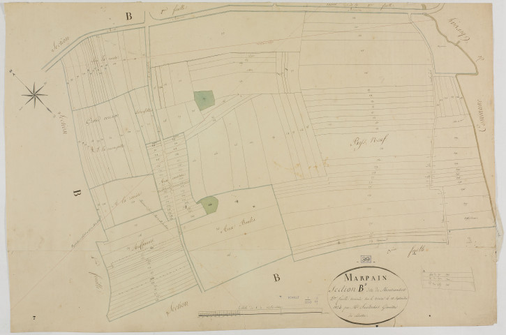 Marpain, section B, Montrambert, feuille 2.géomètre : Sauldubois