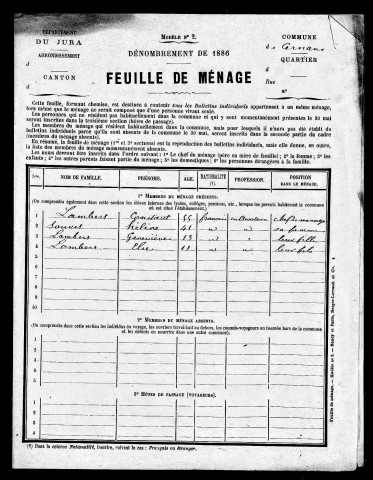 Feuilles de ménage, 1886, 1891. Bulletins individuels, 1891.