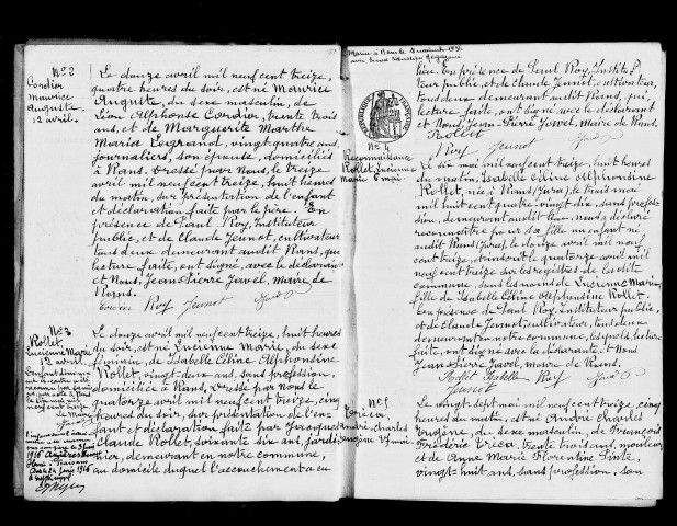 Naissances, mariages, décès, publications de mariage, tables décennales.