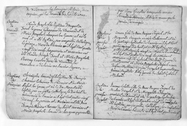 Baptêmes, mariages, sépultures, juillet 1798 au 17 mars 1800.