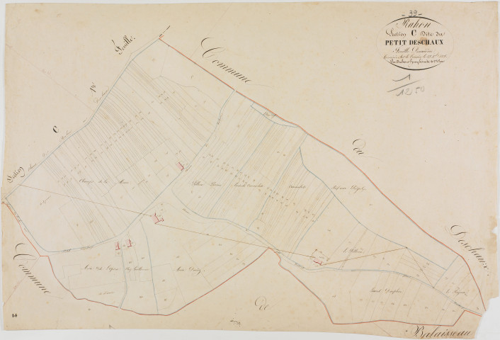 Rahon, section C, Petit Deschaux, feuille 2.géomètre : Duchesne Henry