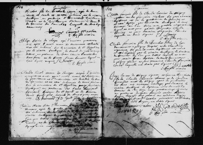 Série communale : baptêmes, mariages et sépultures, 1er janv. 1688-1er juin 1691.