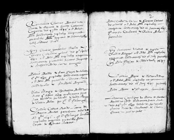 Série communale : baptêmes juillet 1644-10 avril 1664, mariages (en fin tête bêche) 16 février 1645-20 février 1664.